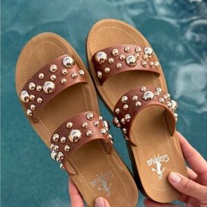 NEW DOME N ATRIX SANDALS - COGNAC - Size 8